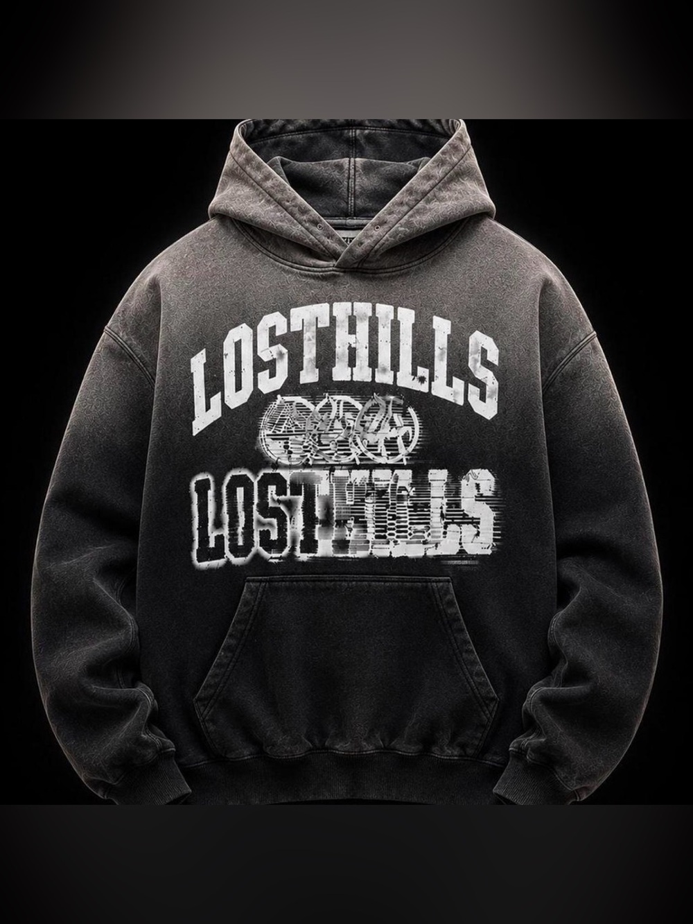 Lost Hills Ombré Washed Black Pullover Hoodie - Size XL - NWT
